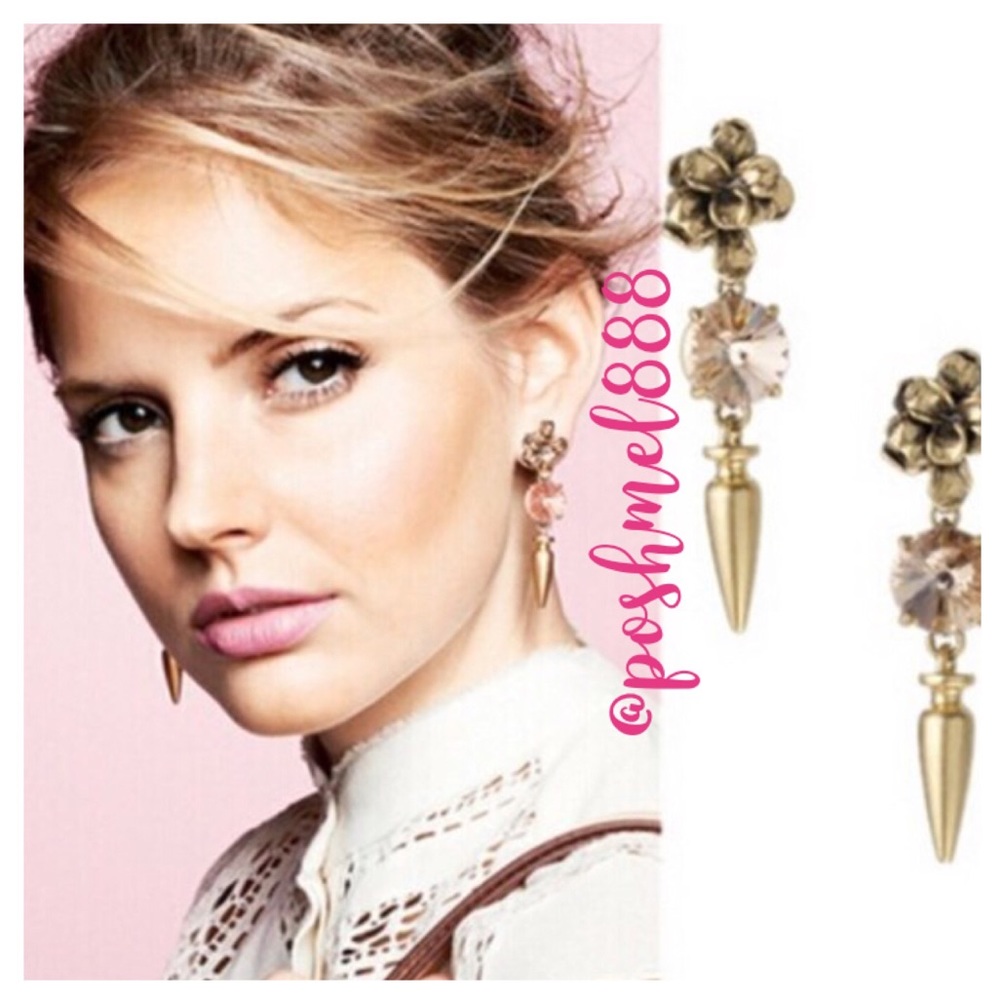 Stella & Dot | Retired RoseGold Peach Crystal Cheryl Statement Earrings